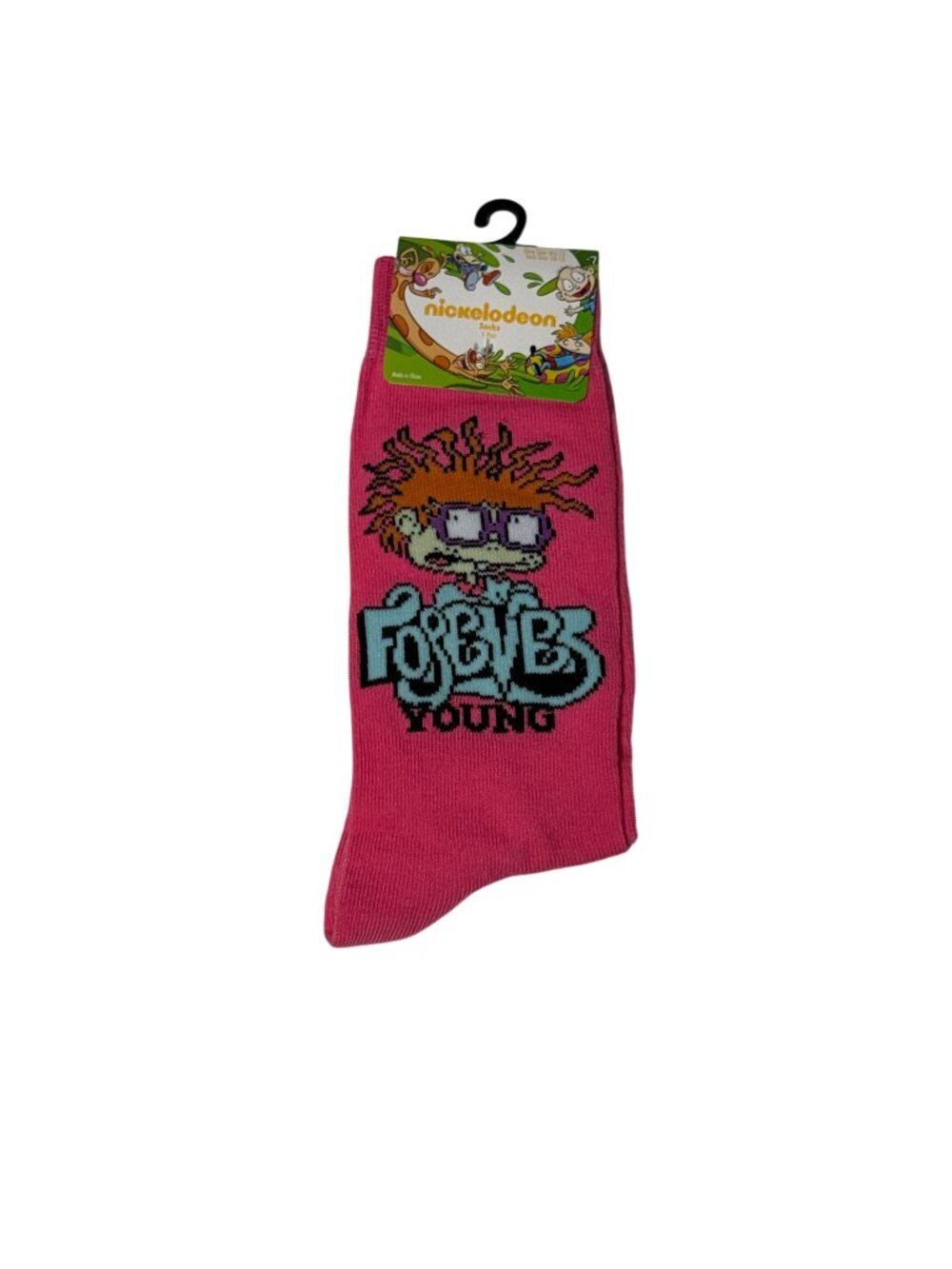 Rugrats Chuckie Forever Young Pink Crew Socks NWT One Size
